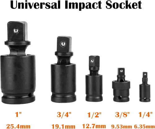 Vista 2 de Zócalo de impacto profundo Adaptador de 1/2 '' giratorio Wobble Universal Joint Impact Socket - Métrico, 1 unidad