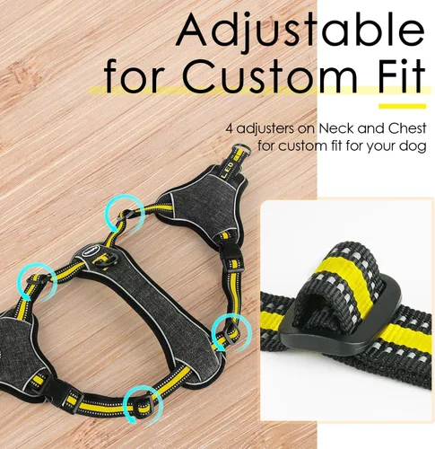 Vista 8 de ThinkPet Arnés para perro para perros grandes, arnés de chaleco para perro con clip frontal, sin tirones, sin estrangulamiento, a prueba de escape