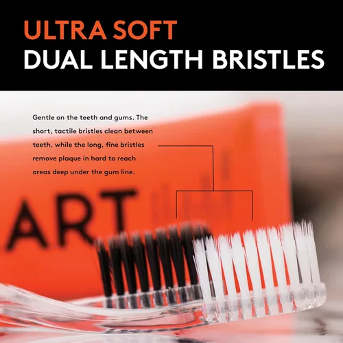 Vista 4 de LINHART Cepillo de dientes extra suave – Cepillo de dientes blanqueador de dientes con cerdas de longitud múltiple..