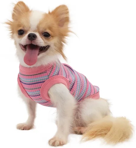 Vista 2 de LOPHIPETS camisa para perros pequeños 100% algodón con costillas, chaleco para perros, ropa para perros pequeños, Chihuahua taza de té, Yorkie, ropa
