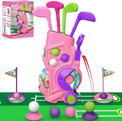 Vista 7 de Letapapa Juego de golf para niños pequeños, palos de golf mejorados para niños con alfombrilla de putting, juguetes para niños de 3, 4, 5+ años