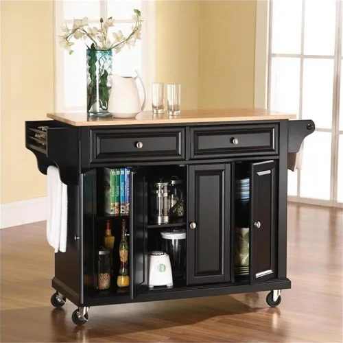 Vista 144 de Crosley Furniture isla de cocina con ruedas, Madera, Blanco