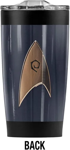 Vista 2 de LOGOVISION Star Trek Discovery - Vaso uniforme de acero inoxidable de 20 onzas, taza de viaje para café, aislada al vacío y doble pared con tapa