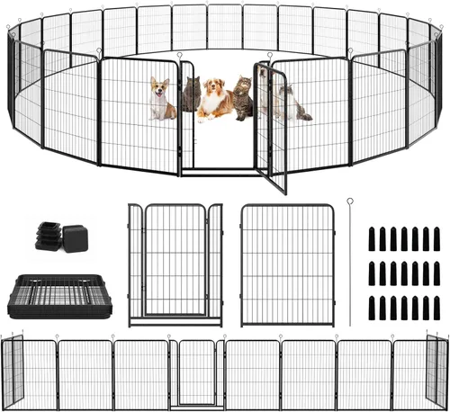 Vista 26 de Kfvigoho Corralito para perros para exteriores, extra ancho, 12 paneles de valla resistente para perros, 32 pulgadas de altura, antioxidante