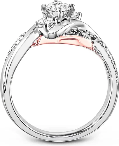 Vista 3 de Anillos de compromiso de infinito torcido de 1.8 quilates para mujer, anillo de mossanita chapado en plata esterlina con oro blanco, anillo de boda