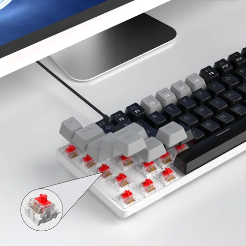 Vista 8 de MageGee MK-Box - Teclado mecánico portátil 60% para juegos, retroiluminación LED, compacto, 68 teclas, mini teclado de oficina con cable