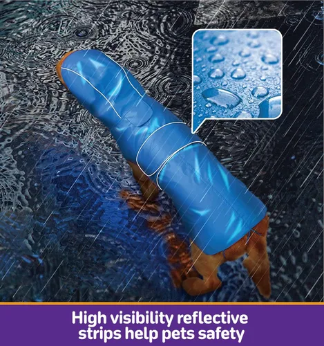 Vista 4 de Kimee - Impermeable reversible para perro, poncho protector de lluvia con capucha, chamarra impermeable ajustable con agujero para correa/tira
