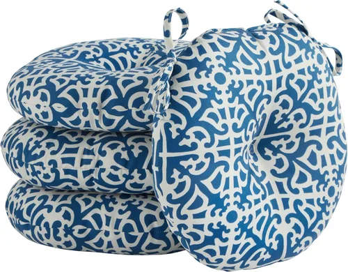 Vista 59 de Greendale Home Fashions Cojín redondo para asiento bistro de 15 pulgadas, 2 unidades (paquete de 1), Adobe Stripe