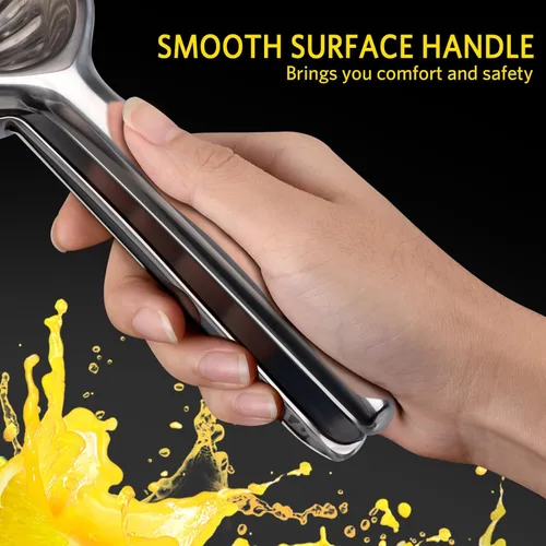 Vista 4 de Sopito - Exprimidor de limón de acero inoxidable, resistente con gran cuenco exprimidor de metal para jugos sin semillas, diseño de agarre