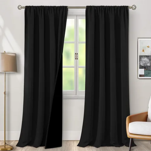 Vista 66 de BGment - Cortinas opacas para sala de estar de 63 pulgadas de largo, juego de 2 paneles, cortinas para oscurecer toda la habitación, cortinas