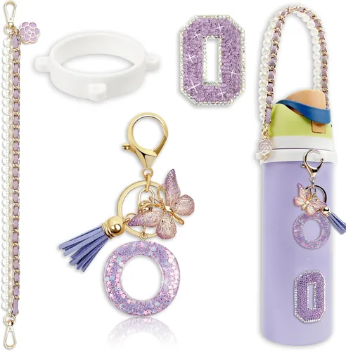 Vista 41 de Letter Handle Strap Accessories with Cute Initial Charm Compatible with Owala Water Bottle 24oz 32oz 40oz Owala Kids