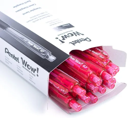 Vista 3 de Pentel Wow - Lápiz mecánico, 0.028 in, barril rosa, caja de 12 (AL407P)