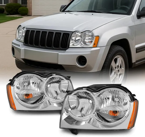 AKKON - Faros de repuesto para conductor y pasajero para Jeep Grand Cherokee, lámparas cromadas, par nuevo