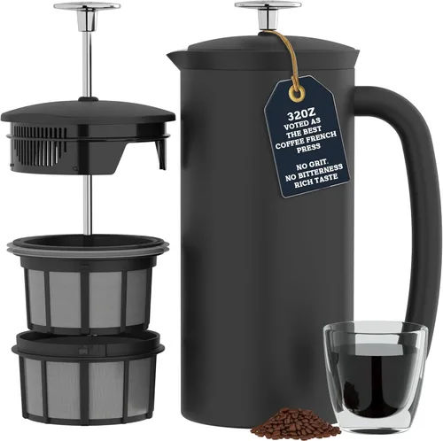 Vista 15 de ESPRO P7 French Press Acero inoxidable 304 – Cafetera de prensa francesa patentada de doble pared con aislamiento de microfiltro, preparación sin
