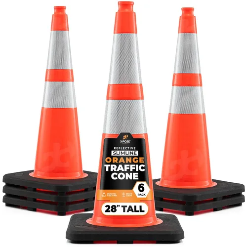 Vista 106 de Xpose Safety Conos de tráfico naranjas de 28 pulgadas con collares de 6 y 4 pulgadas, 1 paquete – Cono de seguridad de plástico PVC multiusos