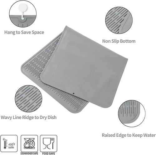 Vista 951 de MicoYang Alfombrilla de Silicona para Secar Platos de Múltiples Usos, Fácil de Limpiar, Ecológica, Alfombrilla de Silicona Resistente al Calor