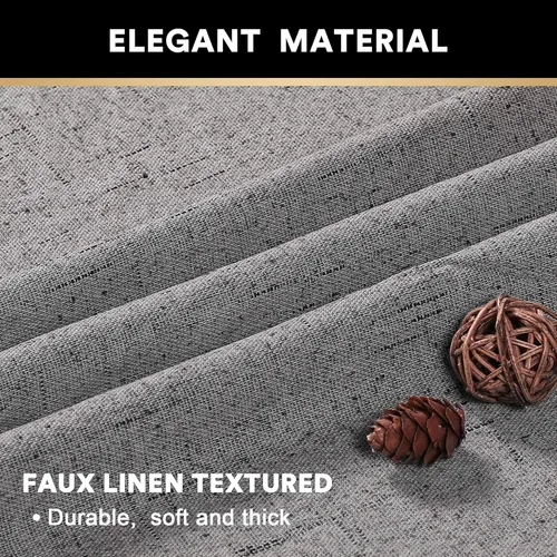 Vista 121 de PrinceDeco Cortinas con textura de lino 100% opacas de 64 pulgadas de largo, juego de 2 paneles de cortinas de lino opacas con forro aislante Arena