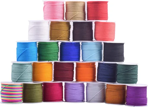 Vista 64 de KONMAY 1 rollo de cuerda de nailon para hacer pulseras de 150 yardas, trenzado de nailon Shamballa Macramé/cordón de cuentas de 0.4mm, cordón