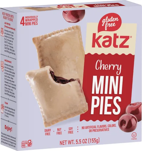 Vista 2 de Katz Gluten Free Snacks Mini Pies Paquete variado Manzana, arándano, cereza Sin lácteos, sin nueces, sin soja, sin gluten Kosher