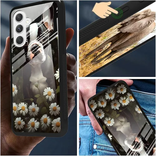 Vista 3 de Funda para teléfono Samsung Galaxy A15 5G de 6.5 pulgadas con protector de pantalla, cubierta trasera de vidrio templado delgado, diseño de perro