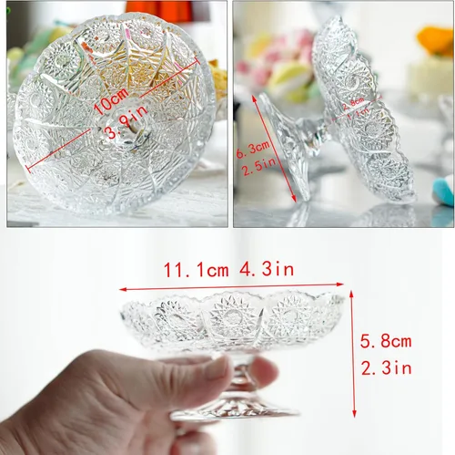 Vista 2 de kanpura Juego de 6 platos de postre de cristal para tartas, servidor de platos de cupcakes de cristal para chocolate, postre, soporte pequeño