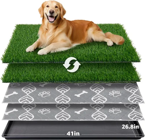 Vista 12 de LOOBANI Large Dog Grass Pad with Tray - 35x23in for Balcony Apartment