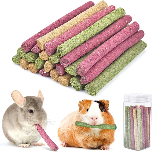 ERKOON Timothy - Palitos de heno, juguetes masticables de conejo para dientes, palitos molares naturales, golosinas para conejitos, conejillos de