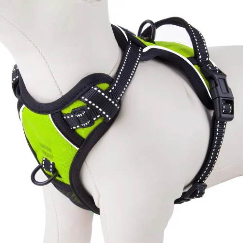 Vista 21 de PHOEPET Arneses para perros sin tirones para cachorros pequeños, chaleco reflectante ajustable con clip frontal con 2 ganchos de fijación de correa