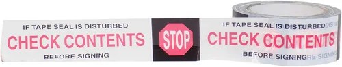 Vista 3 de WOD CST2SC - Cinta de sellado de letreros de parada preimpresa "Stop Check Contents" de 2 pulgadas x 110 yardas. Cinta de sellado de cartón