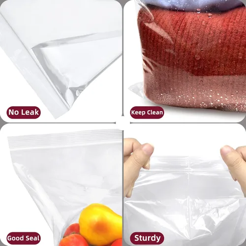 Vista 3 de Bolsas de almacenamiento con cierre de cremallera de plástico Yotelab de 3.5 galones, Bolsas de almacenamiento transparentes reutilizables de 16x19