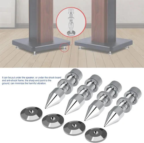 Vista 5 de 4 piezas de altavoz Spike Isolation Spikes Stand Foot HiFi Speaker a prueba de golpes almohadillas de base de cono para marco de altavoz