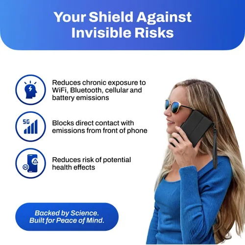Vista 4 de DefenderShield Bloqueador universal E M F para cubierta de teléfono celular, delgado y ligero bloqueador de radiación de espectro completo