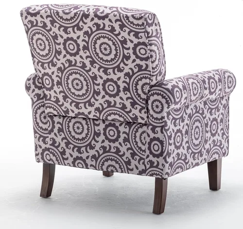 Vista 52 de Sillón clásico con marco de madera de abedul y cómodos reposabrazos enrollados, sillones para sala de estar, dormitorio y decoración de oficina