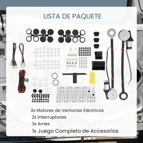 Vista 4 de JDMSPEED Nuevo Kit de conversión universal para elevalunas eléctrico con interruptores, cableado y hardware para camioneta, SUV, furgoneta y coche