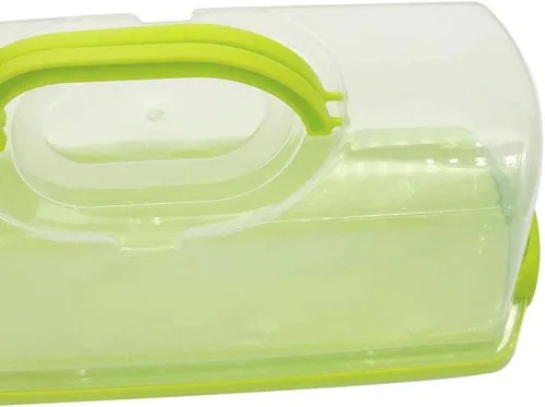 Vista 4 de Paquete de 2 recipientes rectangulares de plástico de 13 pulgadas para almacenamiento de pasteles, panera para transportar y almacenar pan