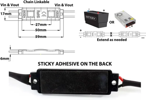 Vista 5 de POD SMD 2 LED 5730 Módulo gran angular impermeable 12V borde tira de gabinete/iluminación automotriz (paquete de 4) (verde)