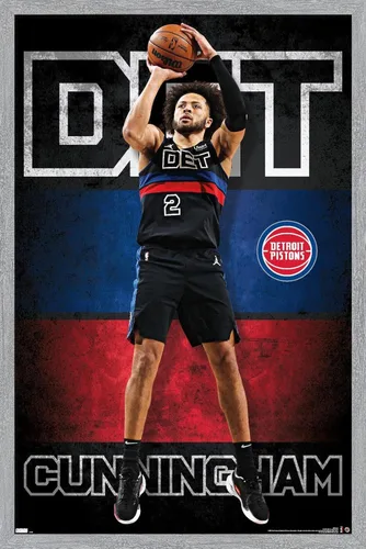 Vista 13 de NBA Detroit Pistons - Póster de pared de Cade Cunningham 23, 22.4 pulgadas de largo x 14.7 pulgadas de ancho, versión premium sin marco