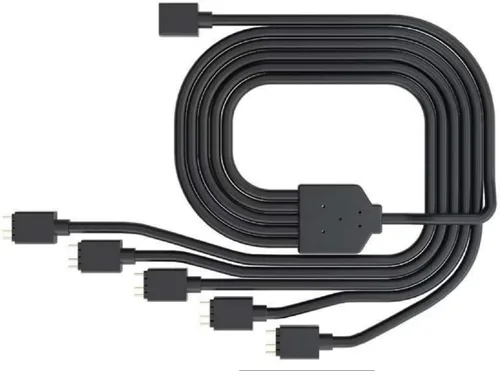 Vista 2 de Cooler Master Cable divisor de sincronización LED ARGB de 1 a 5, compatible con funda RGB direccionable de 3 pines, enfriador líquido, placa base