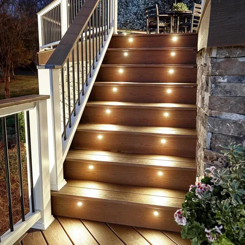 Vista 7 de Luces LED empotrables para escalón de cubierta, 12 V CA/CC 3000 K LED de bajo voltaje, IP67 impermeable 1 W Mini en el suelo para jardín, césped