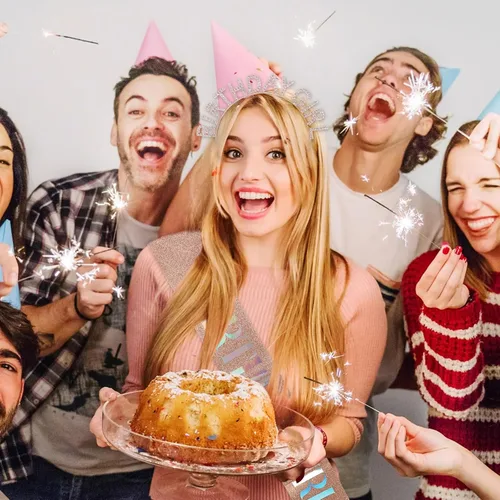 Vista 5 de Coronas de cumpleaños para mujer con banda de feliz cumpleaños para niña, accesorios brillantes de diamantes de imitación, recuerdos de fiesta