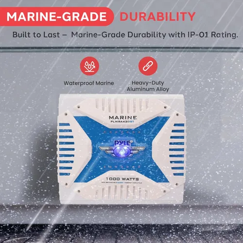Vista 6 de Pyle Receptor de amplificador marino Bluetooth 2.1, amplificador de audio inalámbrico de 4 canales impermeable para altavoz estéreo con fuente