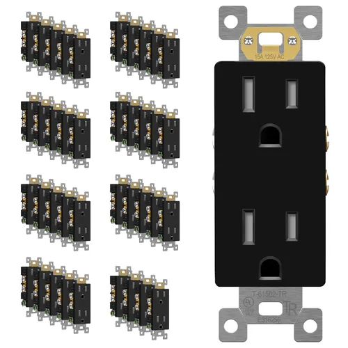 Vista 57 de ENERLITES, Silver Elite Series - Toma de corriente decorativa para niños, resistente a manipulaciones, autoconectable, 2 polos, grado residencial