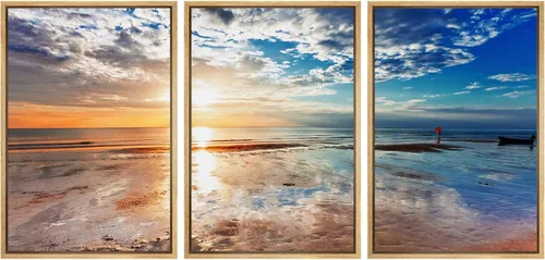 Vista 85 de Lienzo de 3 piezas, arte contemporáneo, decoración de pared moderna, cascada y flores