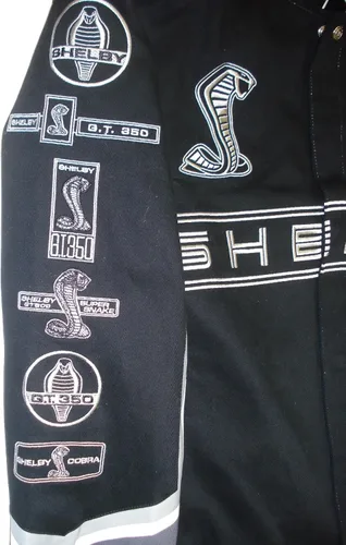 Vista 5 de Carroll Shelby Cobra Collage - Chaqueta de sarga negra para hombre por JH Design