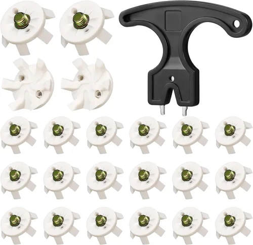 Vista 8 de Shappy 51 Pcs Golf Shoe Spikes Replacements Set 50 Golf Shoe Cleats with 1 Black Cleats Spanner Metal Thread Screw 5.84 mm Dia Replacement for