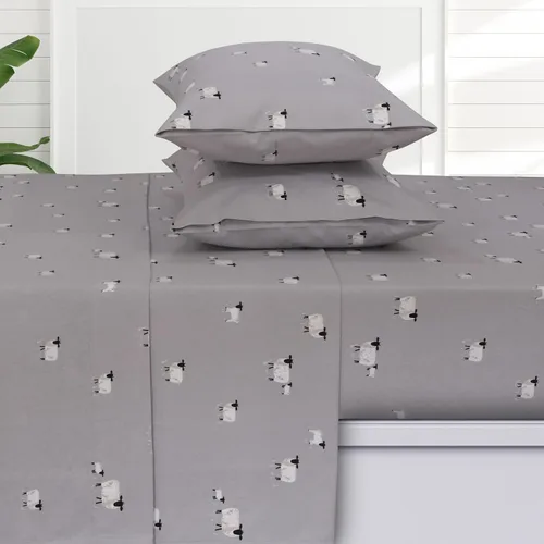 Vista 15 de Tribeca Living Juego de sábanas tamaño individual de franela estampada, súper suave, 100% algodón, bolsillo extra profundo ajustado con plano