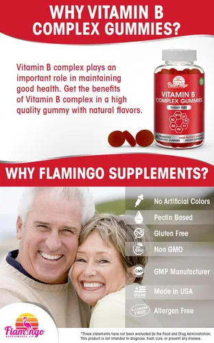 Vista 4 de Gomitas de complejo de vitamina B sin azúcar – Vitamina B12, B7, B6, B3 (niacina), B5, B8, B9 (folato) – Probado por terceros – Prenatal, dieta