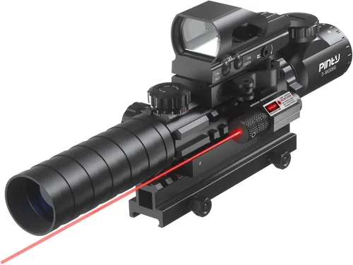 Vista 9 de PINTY Tactical Rifle Scope Combo: 3-9x32 3-9x40 4-12x50 4-16x50 Illuminated Optics, Red Dot Sight, Laser, RGB Rangefinder Riflescope for 20mm