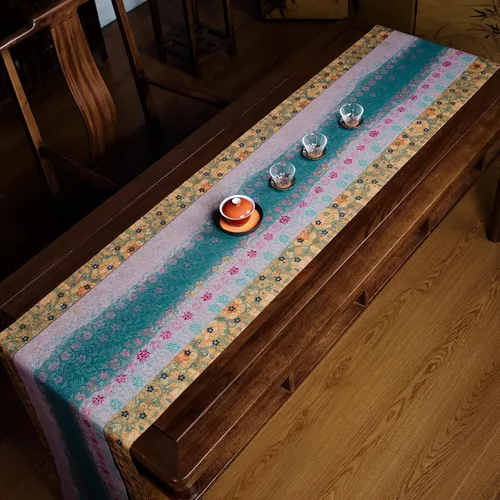 Vista 17 de Extra Long 2-Piece Table Runner Set 118, Waterproof Banquet Table Decor, Double Sided Event Cloth, Heavy Duty Tea Mat, Washable Reversible Brocade