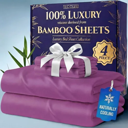 Vista 27 de DECOLURE Sábanas 100% Viscosa Derivada de Bambú Tamaño Individual - Sábanas de Lujo de 3 Piezas Naturalmente Refrescantes, Juego de Cama Ultra Suave